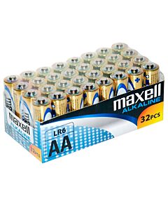 Pack Pila Alcalina AA LR6 Maxell 32 uds.